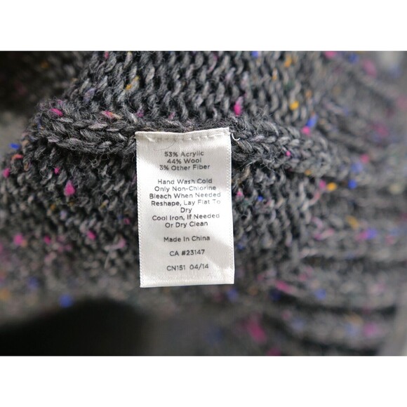 Wool Sweater‎ Womens Talbots Striped Long Cardigan Chunky Gray Button Petites Lp - Picture 4 of 7